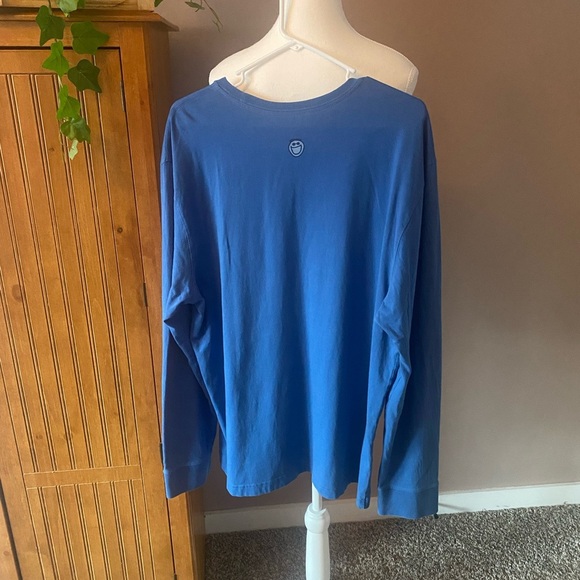 Life Is‎ Good Men’s Blue Long Sleeve Trail Hike Boot Print Graphic Tee Sz L - Picture 2 of 8